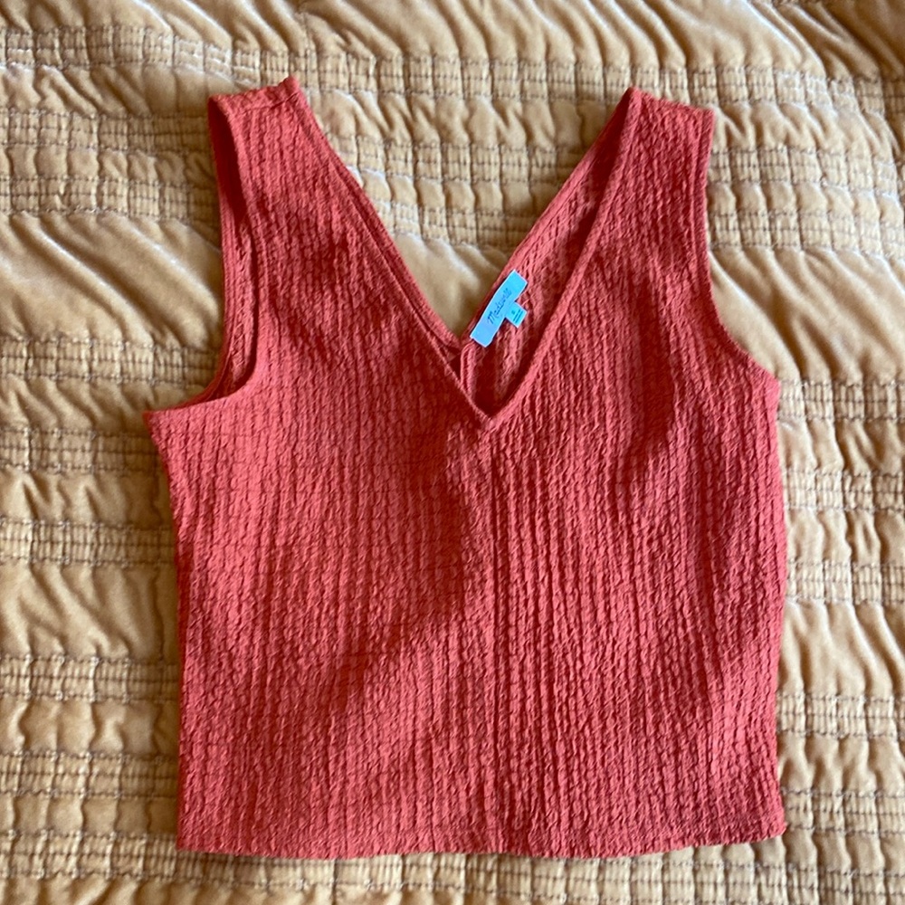 Madewell Cropped Crinkle Tank Top Size Small
